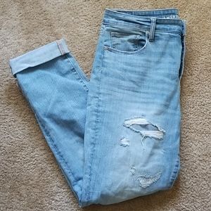 AE super stretch high rise skinny cropped jeans